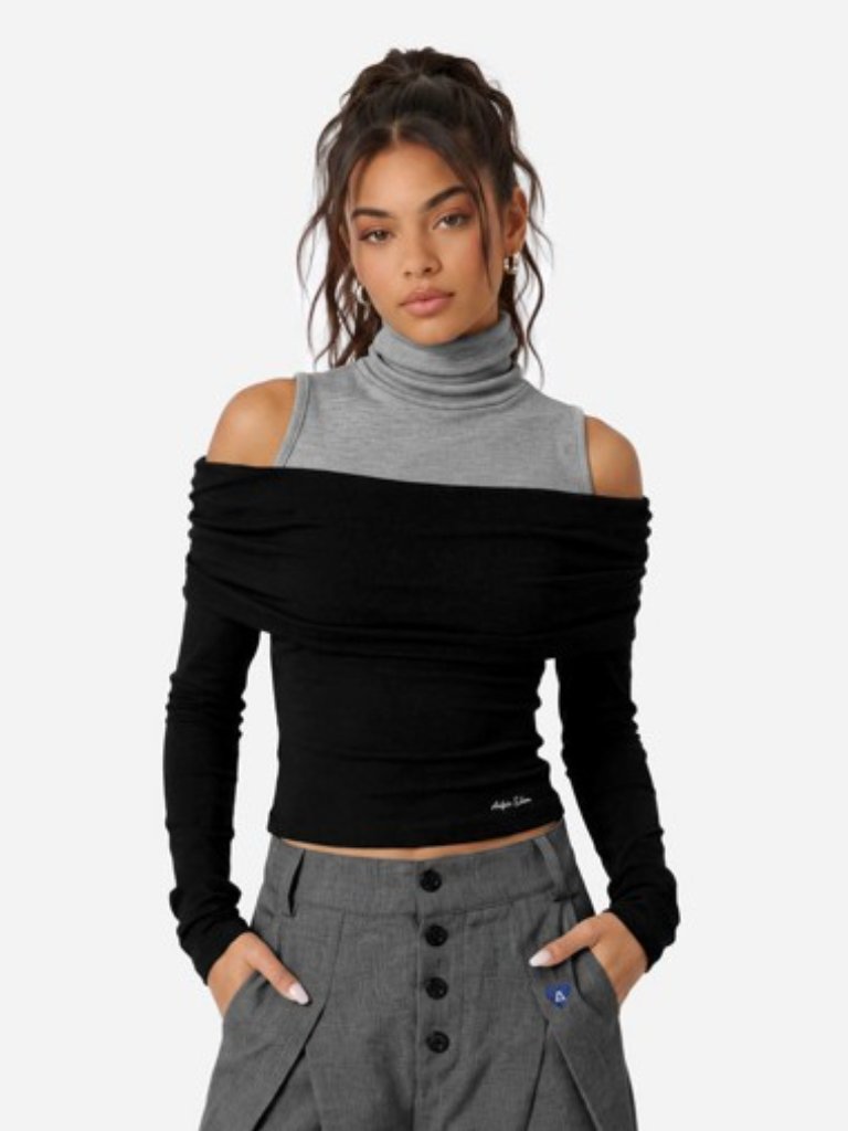 Aelfric Eden Layered Off-The-Shoulder Long Sleeve Tee Size Small — image 2 of 4